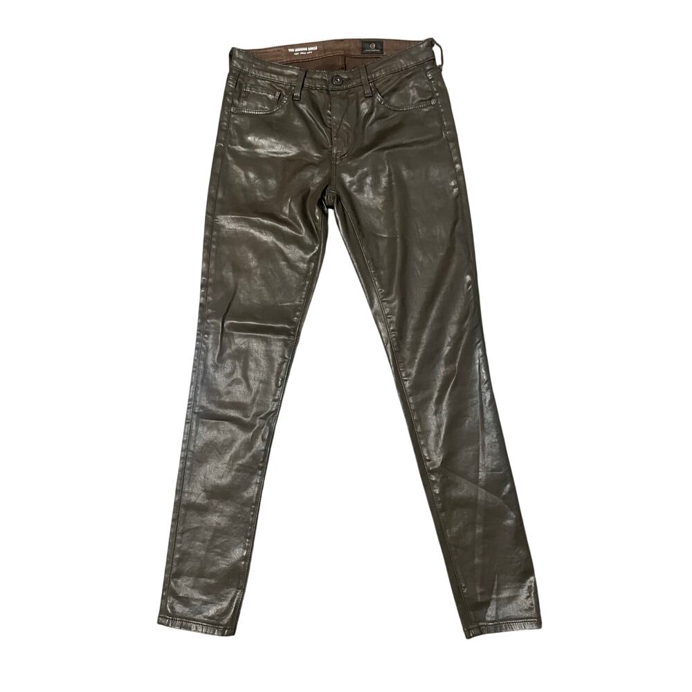 AG Adriano Goldschmied Women's Faux Leather Skinny Ankle Pants Brown Size 26